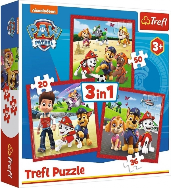 3 az 1-ben puzzle PAW PATROL Vidám kutyusok Trefl