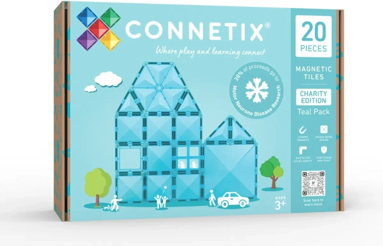 CONNETIX jótékonysági türkiz mágneses építőelemekből álló készlet – 20 elem
