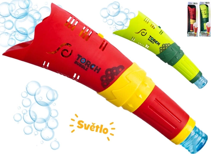 Buborékfújó fáklya LED effektekkel, 26 cm