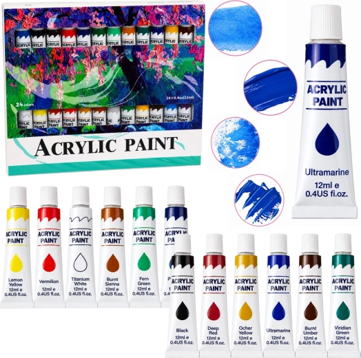 Akrilfesték készlet 24 színnel, 12 ml