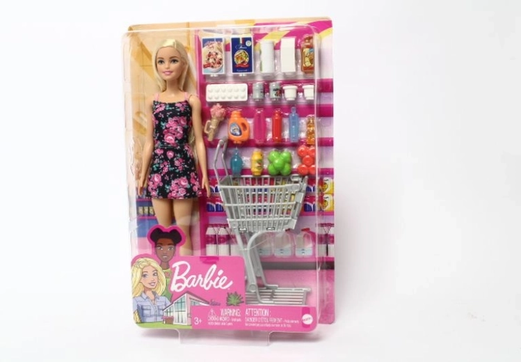 Barbie baba bevásárláshoz kocsival és kiegészítőkkel