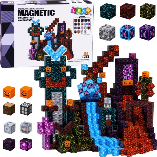 Mágneses pixelkockák 3D Sötét világ 100 db STEM