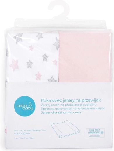 Ceba Baby huzat pelenkázó alátéthez 50 × 70 cm, 2 db Candy Pink + Pink Stars