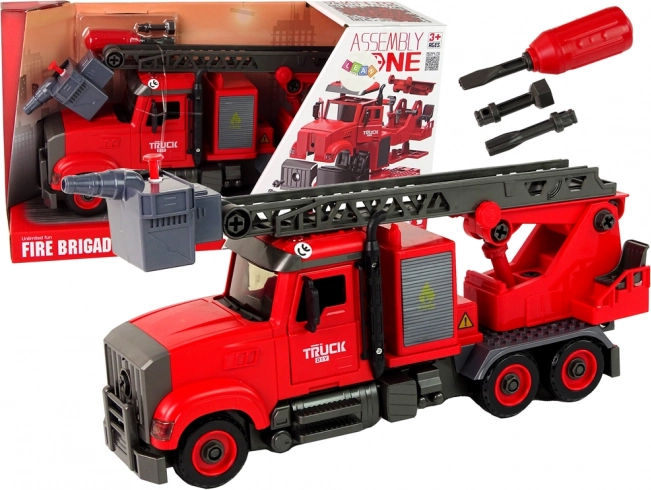Összeszerelhető tűzoltóautó kiegészítőkkel, piros