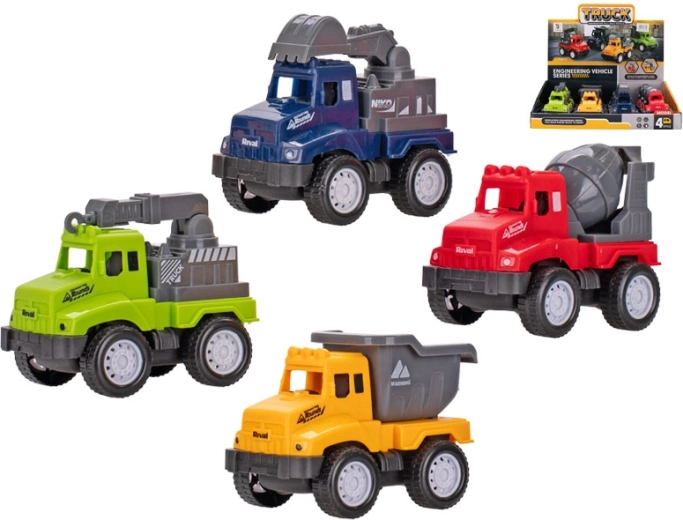 Visszahúzós építőjárművek 9–10 cm, 4-féle készlet