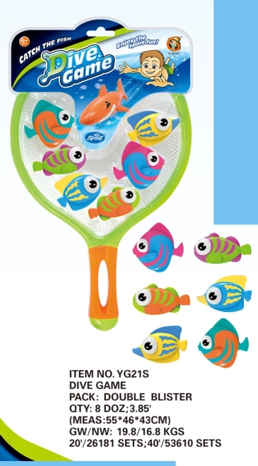 Búvár halak merítőhálóval