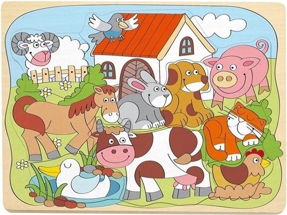 Woodyland fa berakós puzzle vidám háziállatokkal