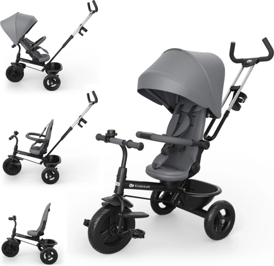 Kinderkraft Aston 2 Plus 6 az 1-ben tricikli, szürke