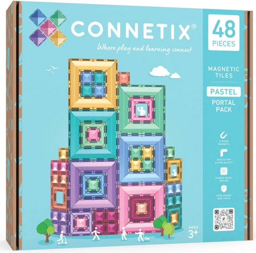 Connetix Pastel Portal Pack – kreatív mágneses építőjáték, 48 darab