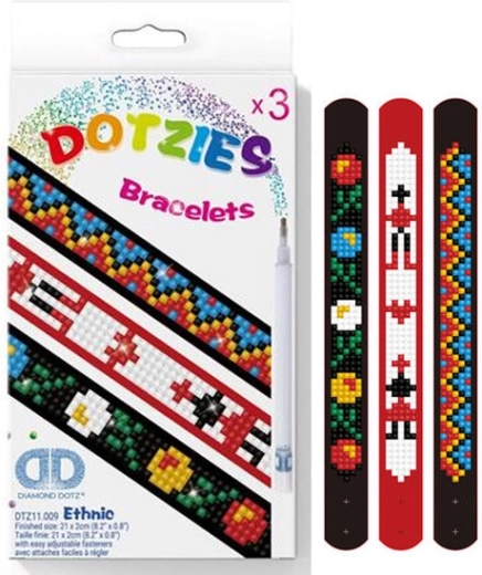 Etnikai karkötők gyémántmozaikkal – 3 darabos szett