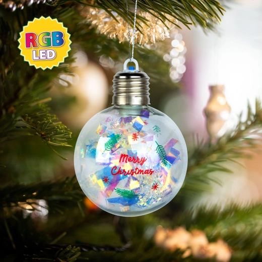 Karácsonyi LED-gömb RGB-világítással, 8 cm