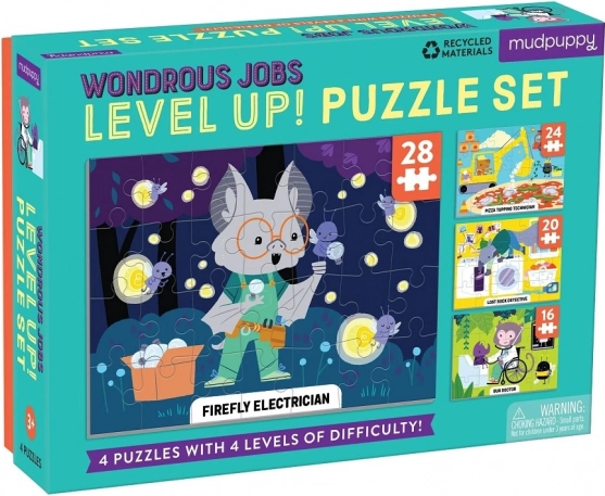 Mudpuppy Level Up! különleges foglalkozások – gyerek puzzle 4 az 1-ben