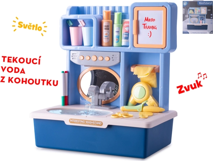 Interaktív gyerek mosdó folyó vízzel – kék