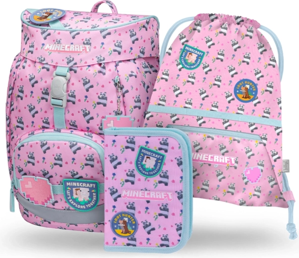 BAAGL Airy MINECRAFT Panda iskolai szett – hátizsák, tolltartó és tornazsák