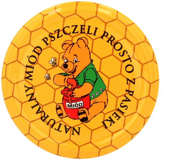 82 mm-es befőttes üveg tetők méhsejt- és mackó mintával, 10 db