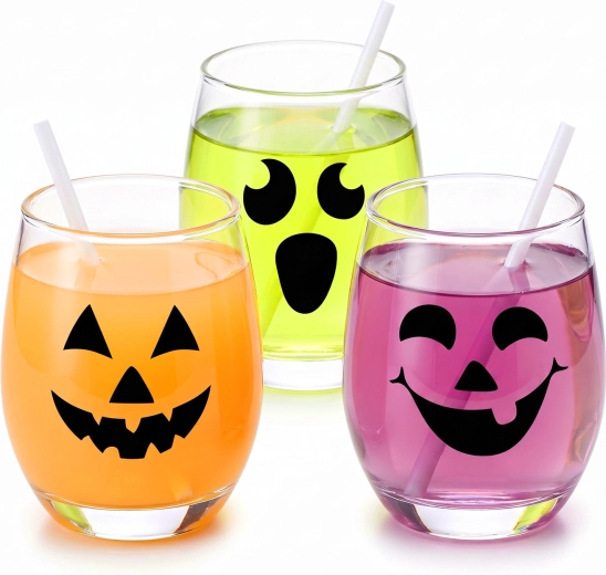 Elektrosztatikus halloweeni matrica készlet fekete tökfejekkel, 16 db