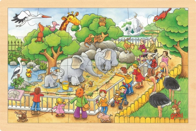 Fa puzzle Állatkert látogatása 24 darabos