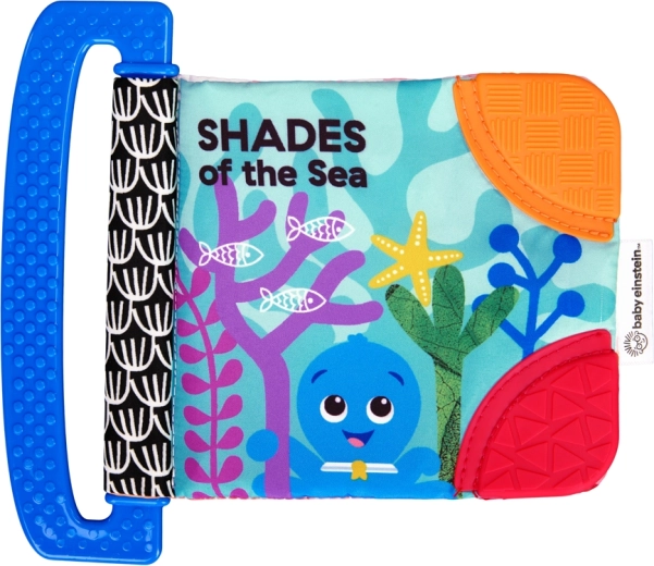 Baby Einstein puha rágókás és texturált lapokkal ellátott Shades of the Sea könyv, 0 hó+