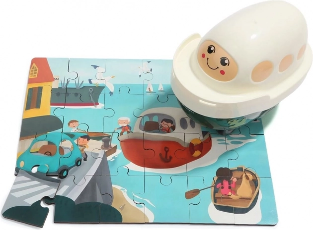 Top Bright fa puzzle játék hajóval, 24 darab