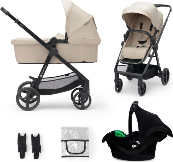 Kinderkraft kombinált babakocsi 3 az 1-ben Newly sand beige, Mink Pro autósüléssel