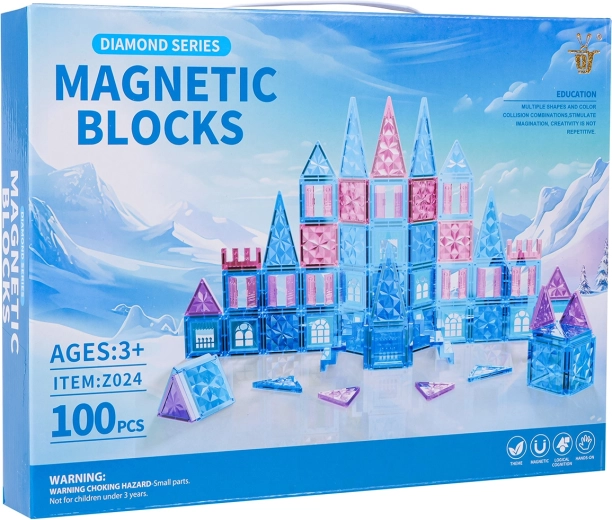 Mágneses építőkészlet ICE SNOW, 100 darab