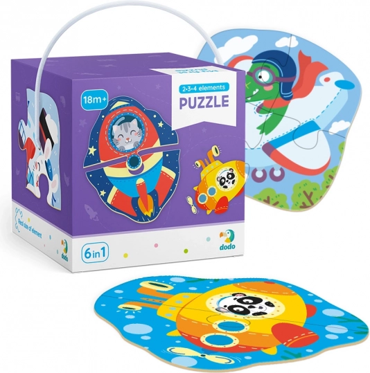 Puzzle 2–4 darabos Transport – körvonalas gyerek puzzle DODO