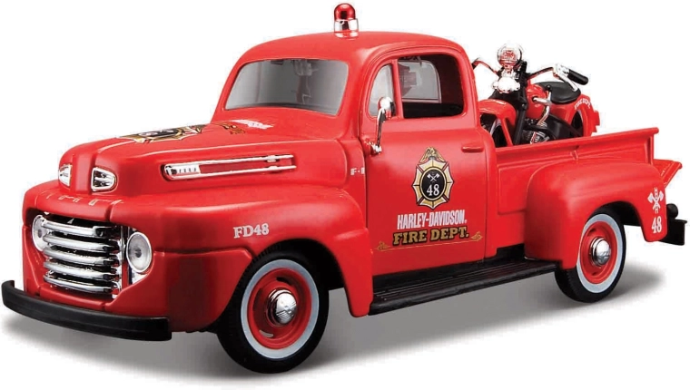 Maisto Harley-Davidson egyedi 1948 Ford F-1 pick-up 1936 EL Knucklehead motorkerékpárral 1:24