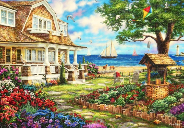 Tengerparti kunyhó puzzle 1000 darab