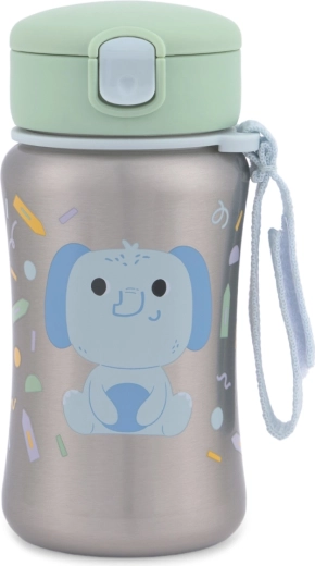 Skip Hop rozsdamentes acél kulacs szívószállal Besties Squad Elefánt 350 ml (12 hó+)