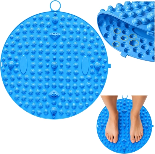 Kerek akupresszúrás masszázsszőnyeg talpakra, tüskékkel, kék 33 cm - 1 db