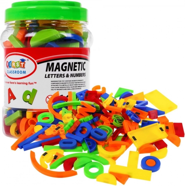 Színes mágneses betűk, számok és formák készlete, 128 db