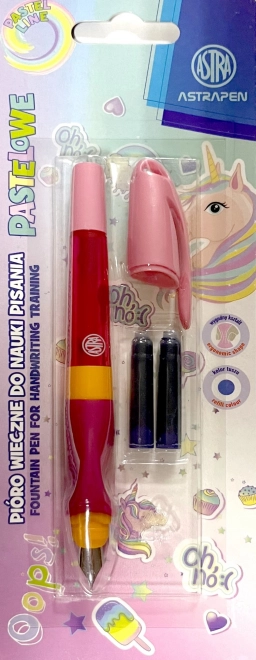 Astra töltőtoll unikornis mintával, kék tinta, 2 patron