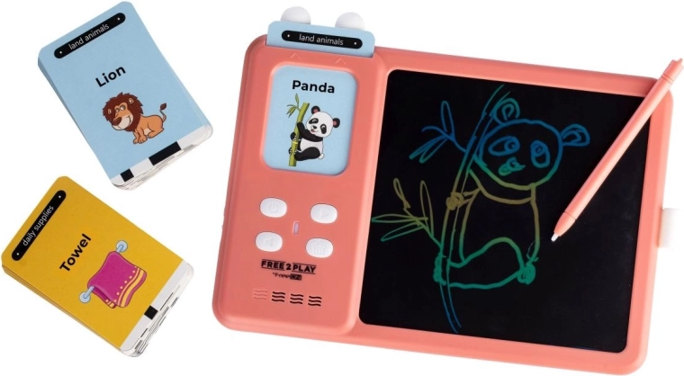 FREEON Free2Play interaktív LCD-tábla 2 az 1-ben angol nyelv oktatásához Kiddigit, rózsaszín