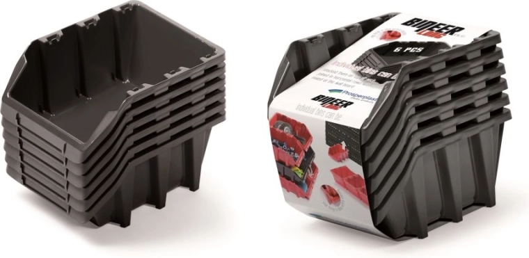 BINEER Long tárolódoboz készlet, 6 db, fekete