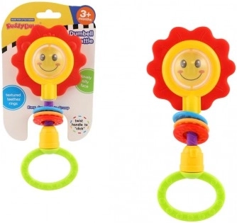 virág alakú csörgő és rágóka, műanyag, 8 × 19 cm, 3 hónapos kortól