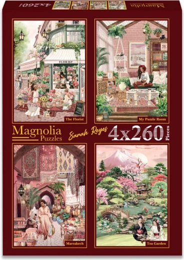 Magnolia puzzle virágüzlet, a szobám, Marrákes és teáskerti 4×260 darabos