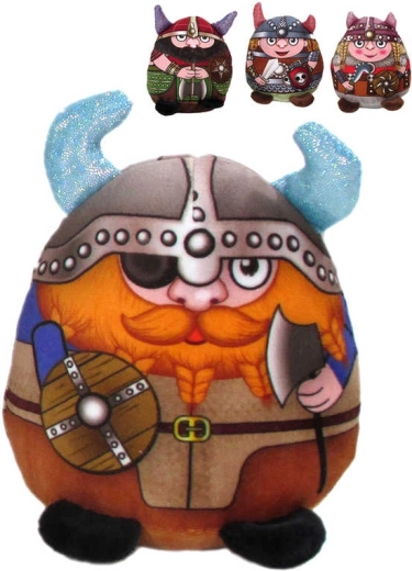 Plüss viking figura 13 cm csillogó szarvakkal – 1 db