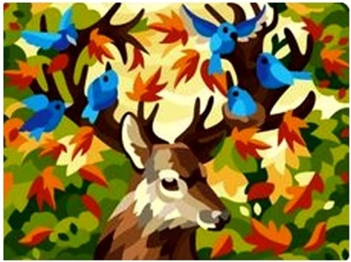 NORIMPEX Számfestő készlet – Szarvas madarakkal, 40 × 50 cm