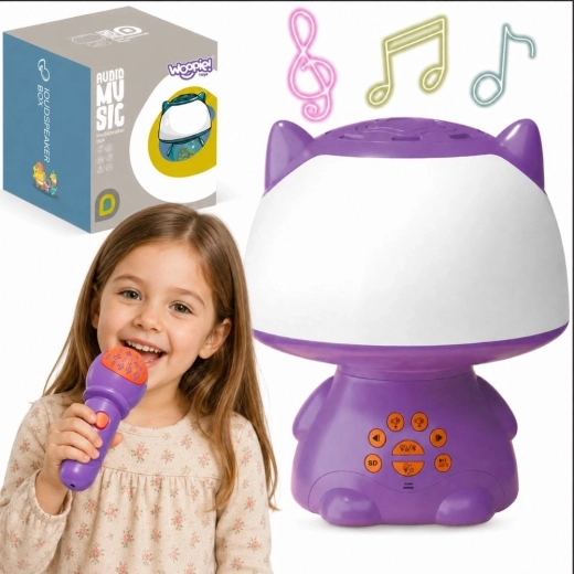 Woopie multifunkciós RGB lámpa Bluetooth hangszóróval és karaoke mikrofonnal, lila