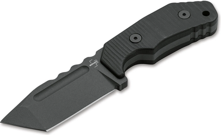 Böker Plus Little Dvalin Tanto Black fix kés 8 cm, fekete, G10, titán, Kydex tok