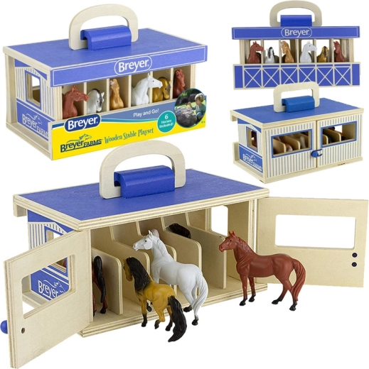 Breyer Stablemates Farms fa hordozható istálló 6 lóval