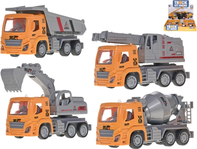 13 cm-es építőjárművek visszahúzós mechanizmussal – 8 darabos készlet