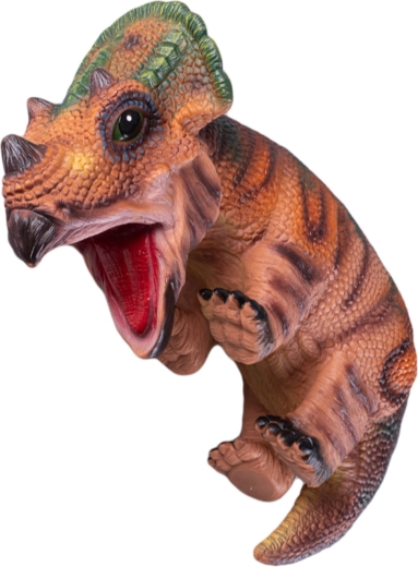 Barna dinoszaurusbébi kézbáb 42 cm - 1 db