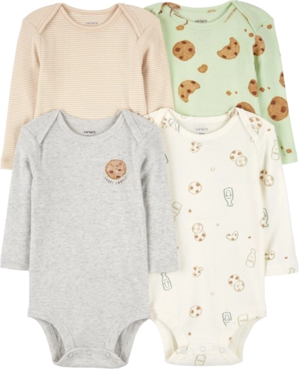 Carter's hosszú ujjú baba body Milk & Cookies, 4 db, 56-os méret