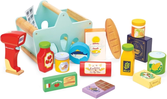 Le Toy Van fa élelmiszerkosár és szkennerrel
