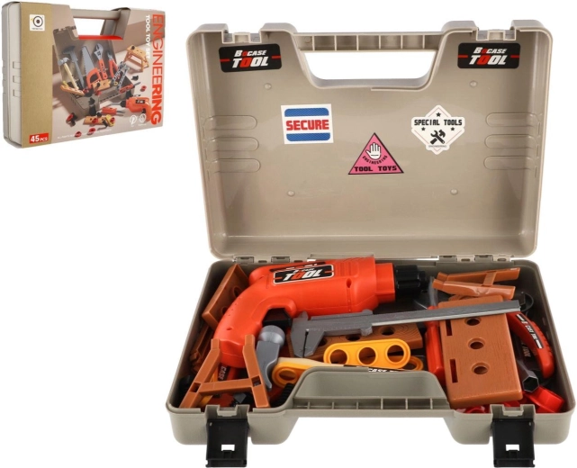 Gyermek szerszámkészlet fúróval, bőröndben