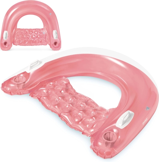 Felfújható úszó karosszék ital­tartókkal, rózsaszín INTEX 147 × 99 cm