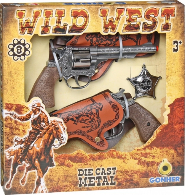 GONHER cowboy készlet: 2 revolver seriffjelvénnyel