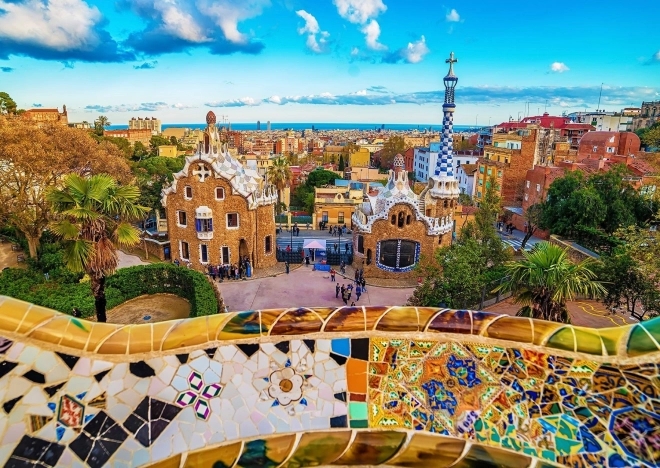 Puzzle Kilátás a barcelonai Güell Parkból 1000 darabos