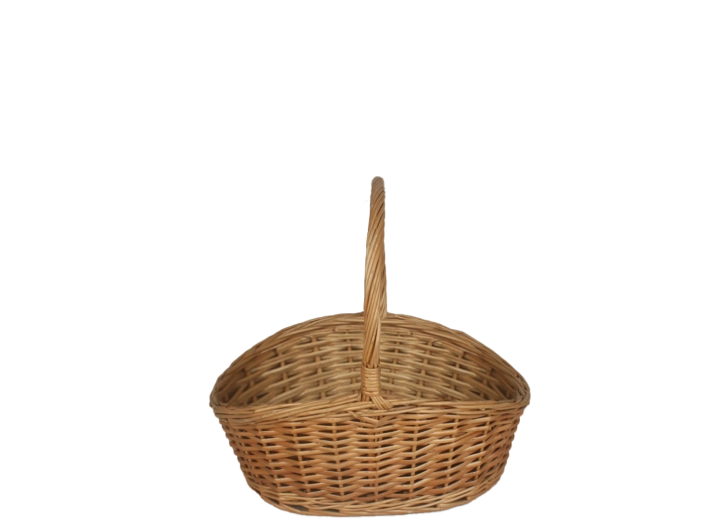 Természetes ovális fonott kosár fogantyúval 28 × 21 × 12/25 cm
